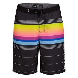 Hurley Kids Boys Gradient Striped Boardshorts (Big Kids) Black 10 Big Kid